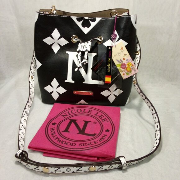 Handbags - Nicole Lee Bucket Bag with Color Block on Opposing Sides, NWT